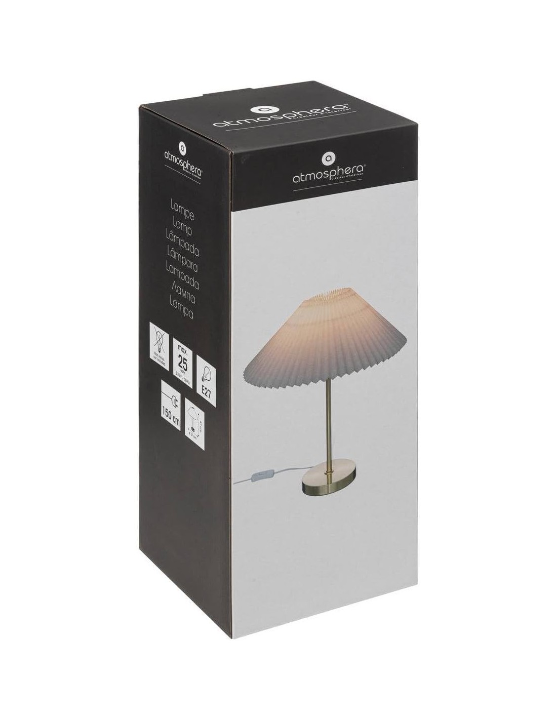 Atmosphera Lampada Jiling Metallo Dorato con Paralume Bianco H47 cm | shopincasa.it