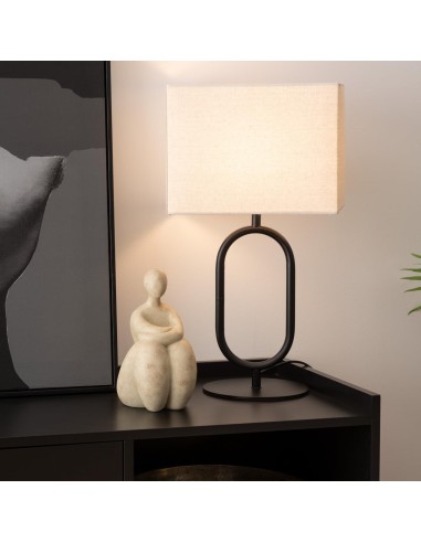 Atmosphera Lampada Paralume Panna e Metallo Nero H52 cm | shopincasa.it