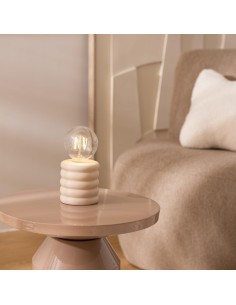 Atmosphera Base LED Perry Ceramica Beige H19 cm | shopincasa.it 2