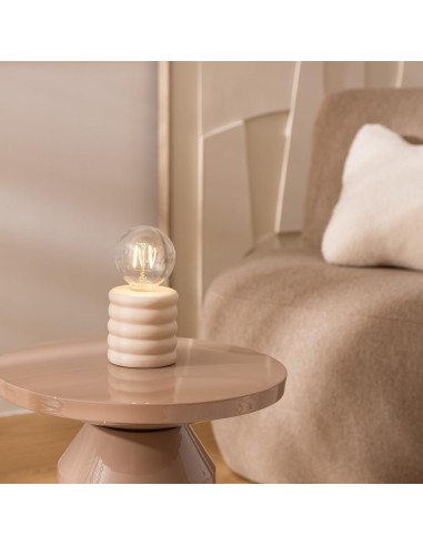 Atmosphera Base LED Perry Ceramica Beige H19 cm | shopincasa.it