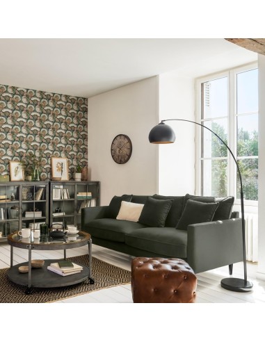 Atmosphera Lampada da Terra Metallo Nero Paralume Dorato-Ramato H175 cm | shopincasa.it