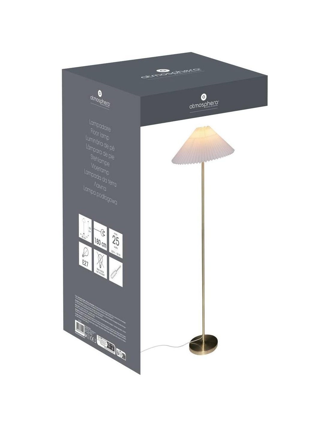 Atmosphera Lampada da Terra Dritta Jiling Metallo H150 cm | shopincasa.it