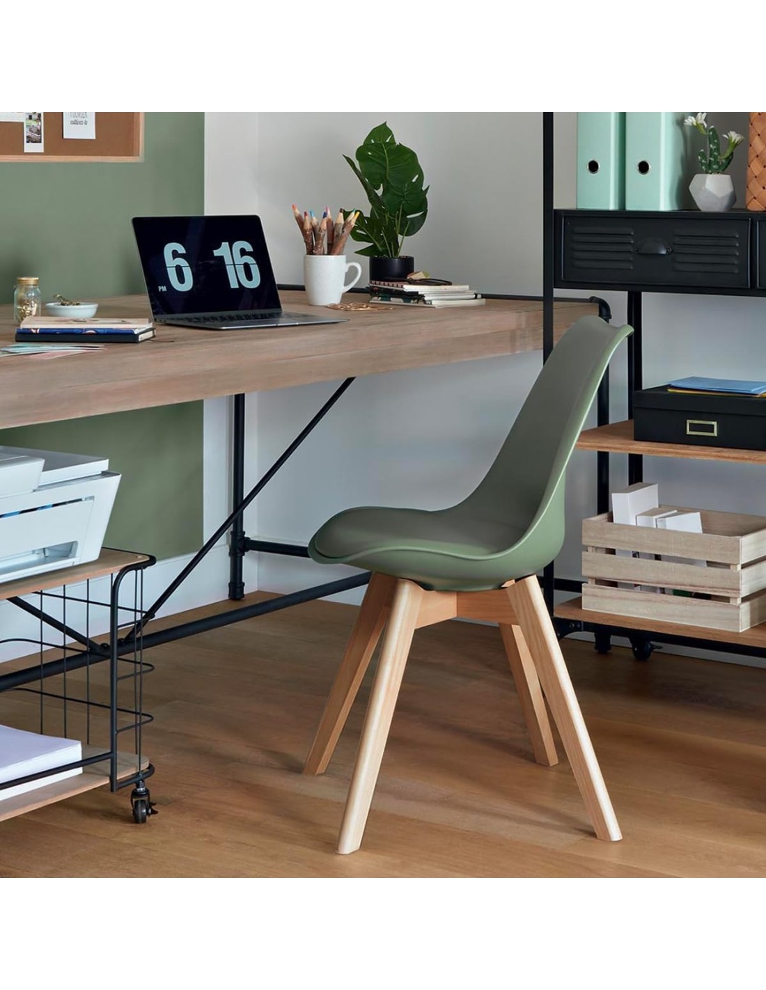 Atmosphera Sedia Baya Gambe Faggio Verde Kaki | shopincasa.it