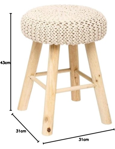 Atmosphera Sgabello Suzette Maglia Beige | shopincasa.it