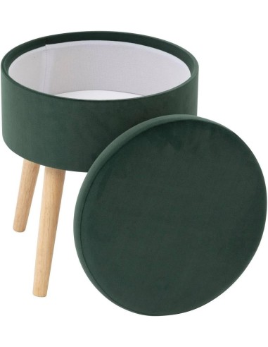 Atmosphera Sgabello Cassapanca "Tess" Velluto Verde | shopincasa.it
