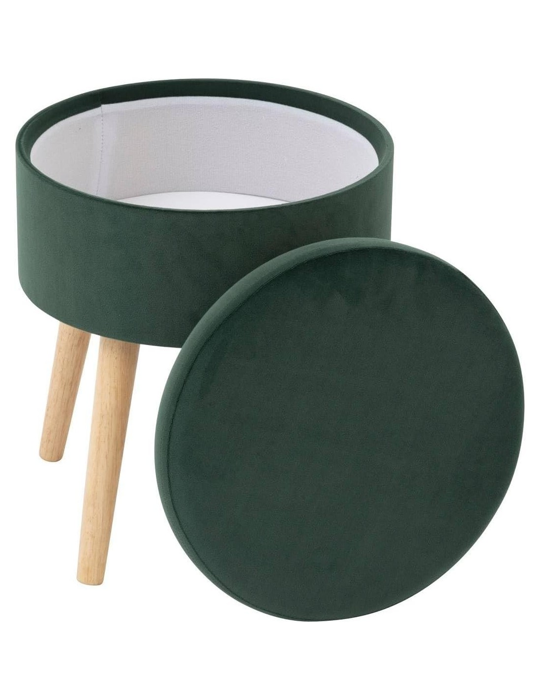 Atmosphera Sgabello Cassapanca "Tess" Velluto Verde | shopincasa.it