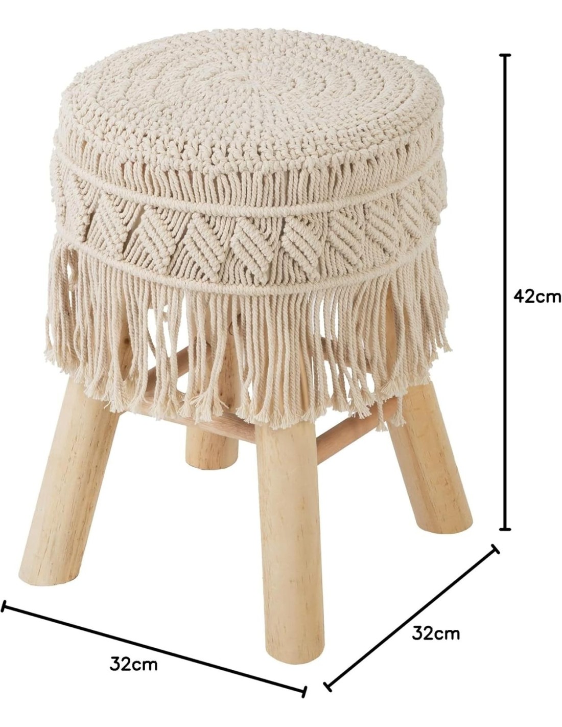 Atmosphera Sgabello in Macramé e Legno | shopincasa.it