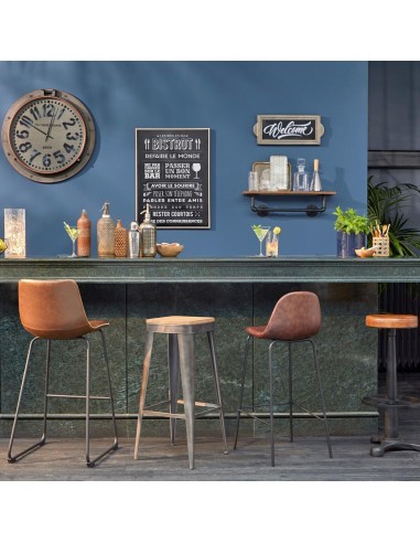Atmosphera Sgabello da Bar "Vladi" Pelle Marrone | shopincasa.it