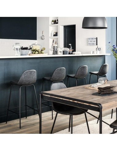 Atmosphera Sgabello da Bar "Vladi" Pelle Grigia | shopincasa.it