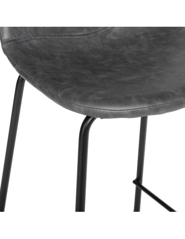 Atmosphera Sgabello da Bar "Vladi" Pelle Grigia | shopincasa.it