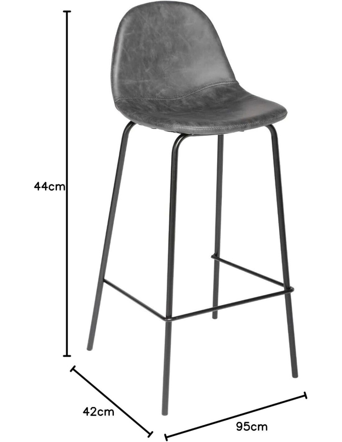 Atmosphera Sgabello da Bar "Vladi" Pelle Grigia | shopincasa.it
