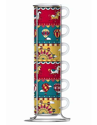 PORCELLANE: vendita online Set 6 tazze caffè impilabili Mongolfiera Natale Bialetti linea Winter Wonderland in offerta