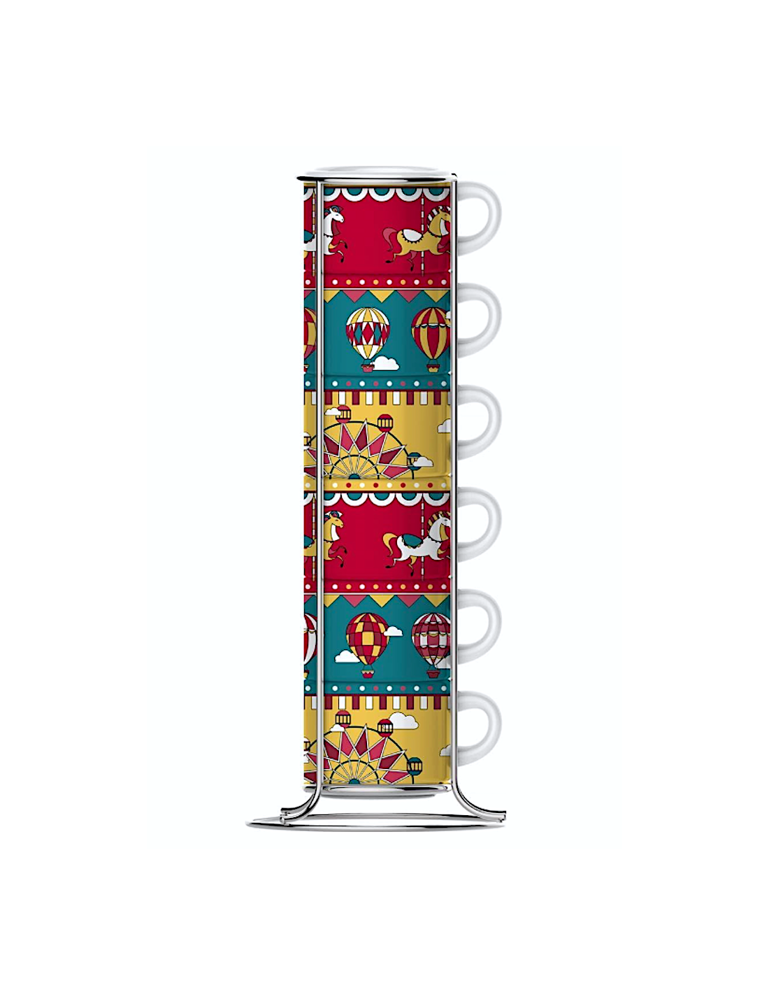 PORCELLANE: vendita online Set 6 tazze caffè impilabili Mongolfiera Natale Bialetti linea Winter Wonderland in offerta
