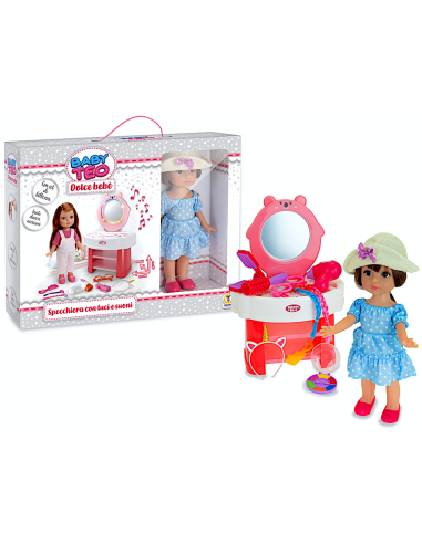 GIOCHI GIRL: vendita online BABY TEO - BAMBOLA CON SPECCHIERA LUMINOSA E SONORA in offerta