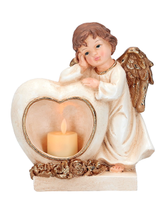 OGGETTISTICA NATALE: vendita online Angelo di Natale con candela led oro 17x10x20cm, statuina raffinata, la magia di Natale p...