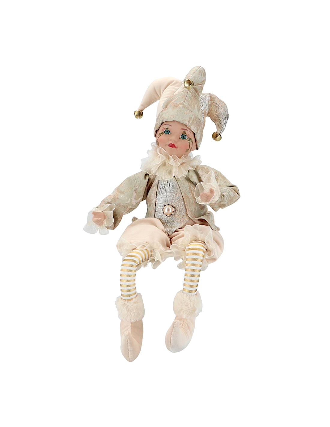OGGETTISTICA NATALE: vendita online Giullare di Natale seduto verde oro 13x8x40,6cm, addobbo originale, la magia di Natale pe...