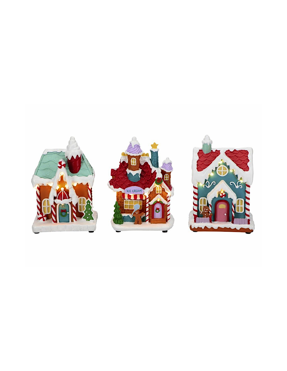 GIOSTRINE E VILLAGGI: vendita online Casa di Natale candy con led 13,5x10,5x18,5 assortito, addobbo elegante, la magia di Nat...
