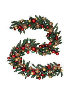BOE E GHIRLANDE: vendita online BOA di Natale 300CM con Sfere Rosso Oro e LED, Decorazione luminosa, Addobbo natalizio elegan...