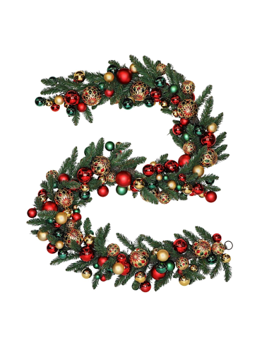 BOE E GHIRLANDE: vendita online BOA di Natale 300CM con Sfere Rosso Oro e LED, Decorazione luminosa, Addobbo natalizio elegan...