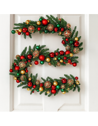 BOE E GHIRLANDE: vendita online BOA di Natale 300CM con Sfere Rosso Oro e LED, Decorazione luminosa, Addobbo natalizio elegan...