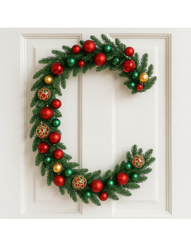 BOE E GHIRLANDE: vendita online BOA di Natale 300CM con Sfere Rosso Oro e LED, Decorazione luminosa, Addobbo natalizio elegan...