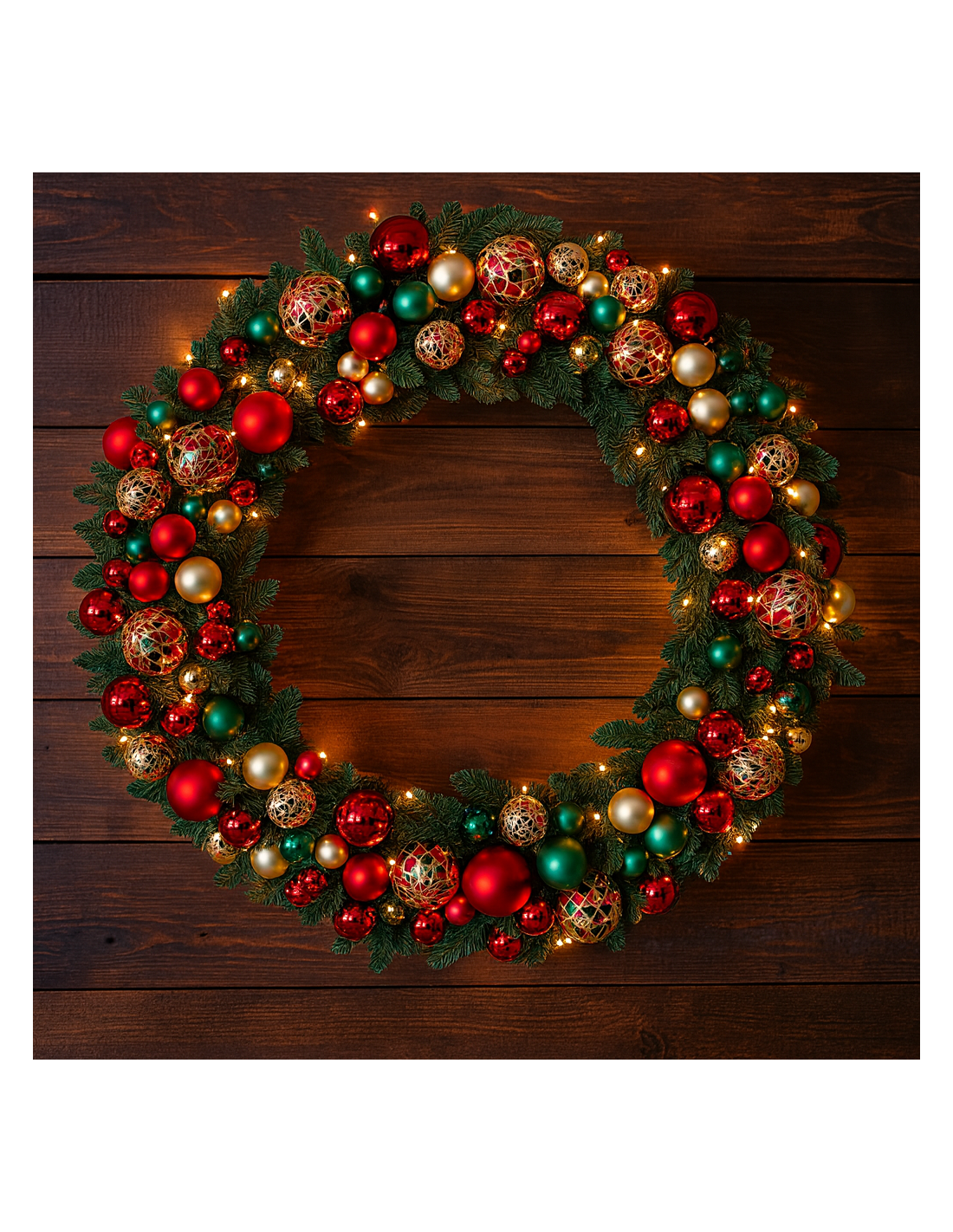 BOE E GHIRLANDE: vendita online CORONA di Natale 91CM con Sfere Rosso Oro e LED, Centro tavola e parete, La magia di Natale p...