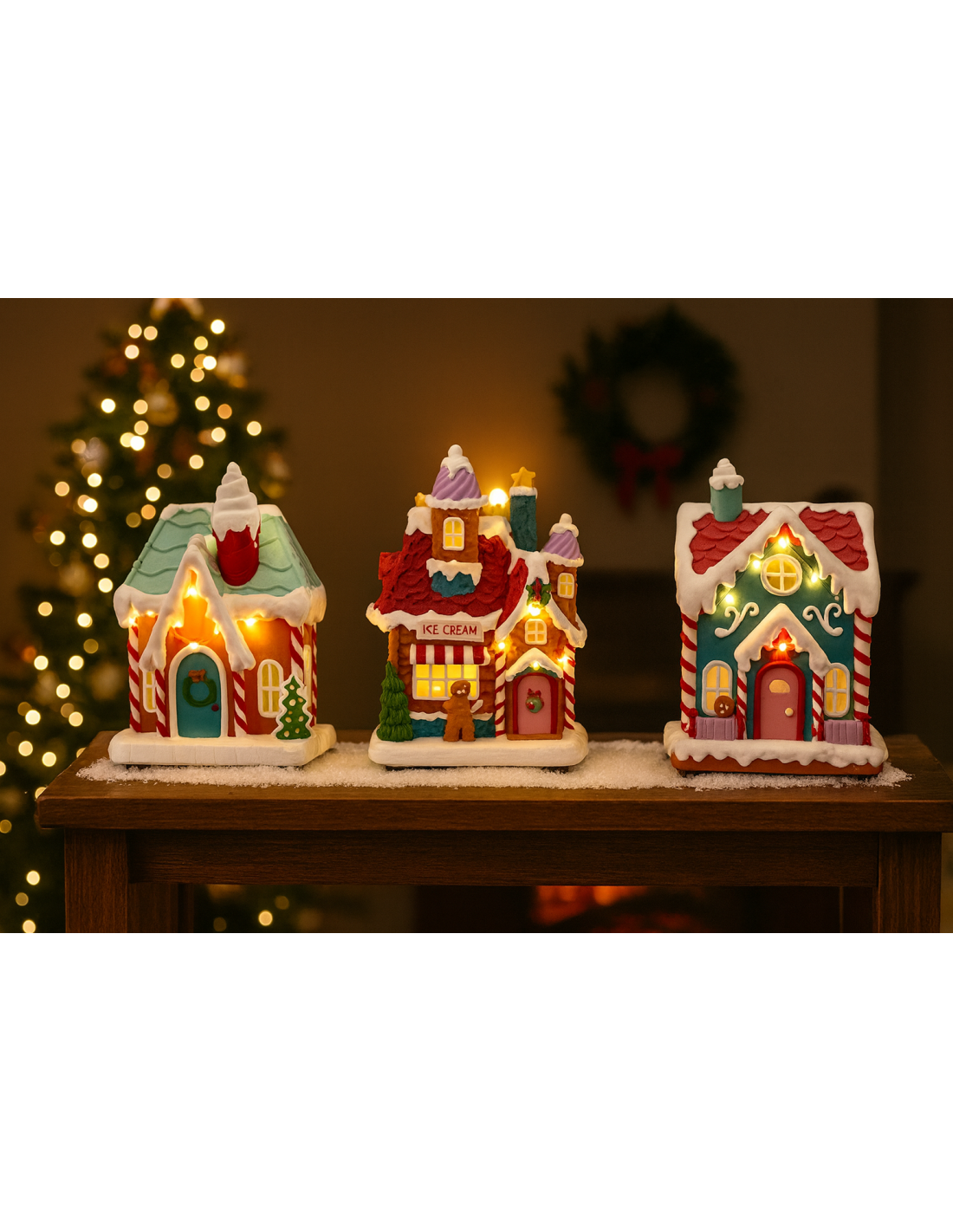GIOSTRINE E VILLAGGI: vendita online Casa di Natale candy con led 13,5x10,5x18,5 assortito, addobbo elegante, la magia di Nat...