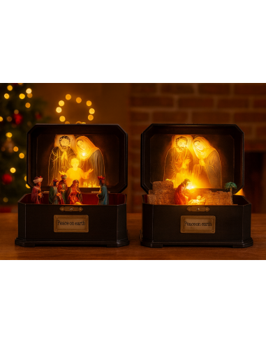 OGGETTISTICA NATALE: vendita online Natività di Natale in music box con led, presepe elegante, la magia di Natale per la tua ...