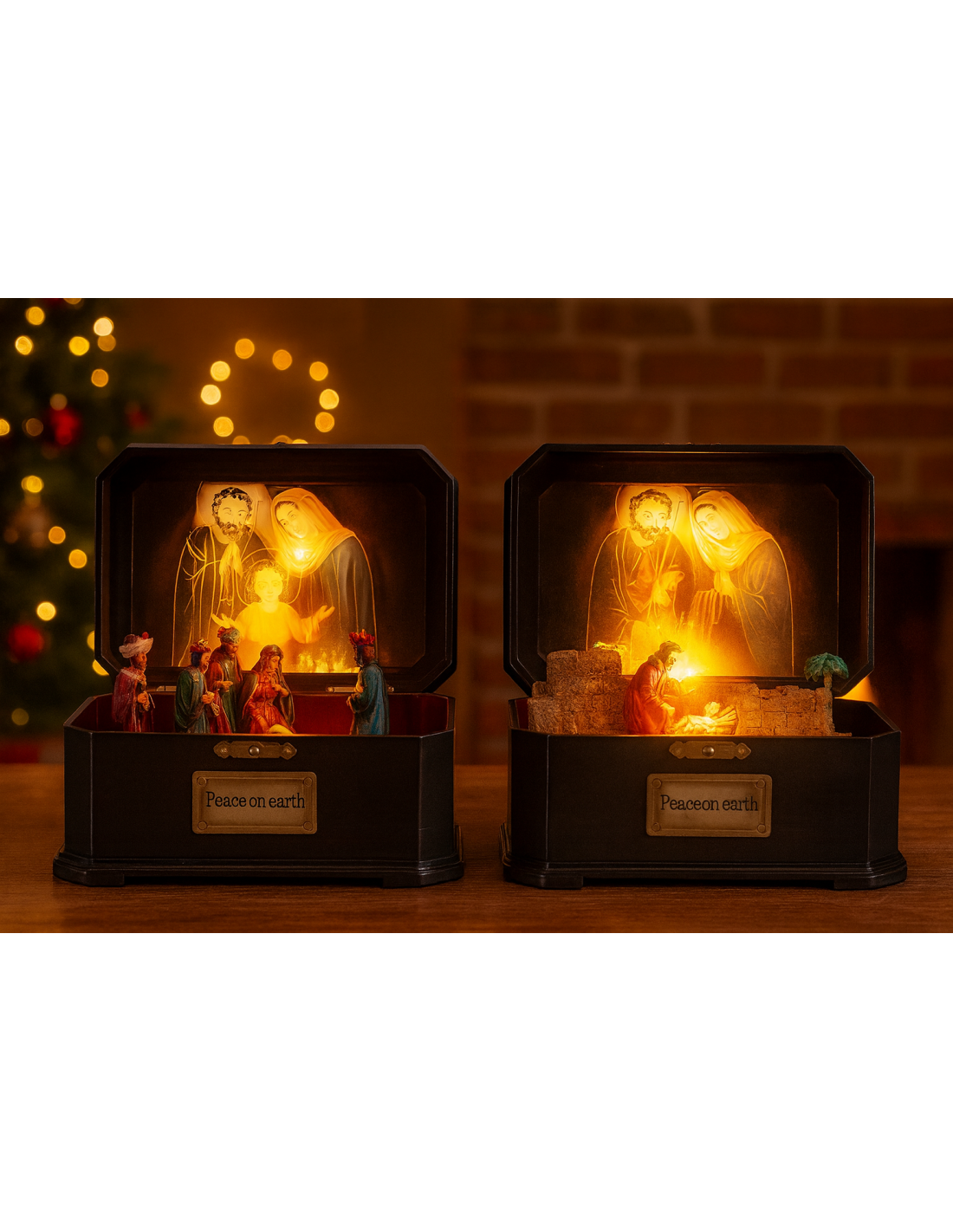 OGGETTISTICA NATALE: vendita online Natività di Natale in music box con led, presepe elegante, la magia di Natale per la tua ...