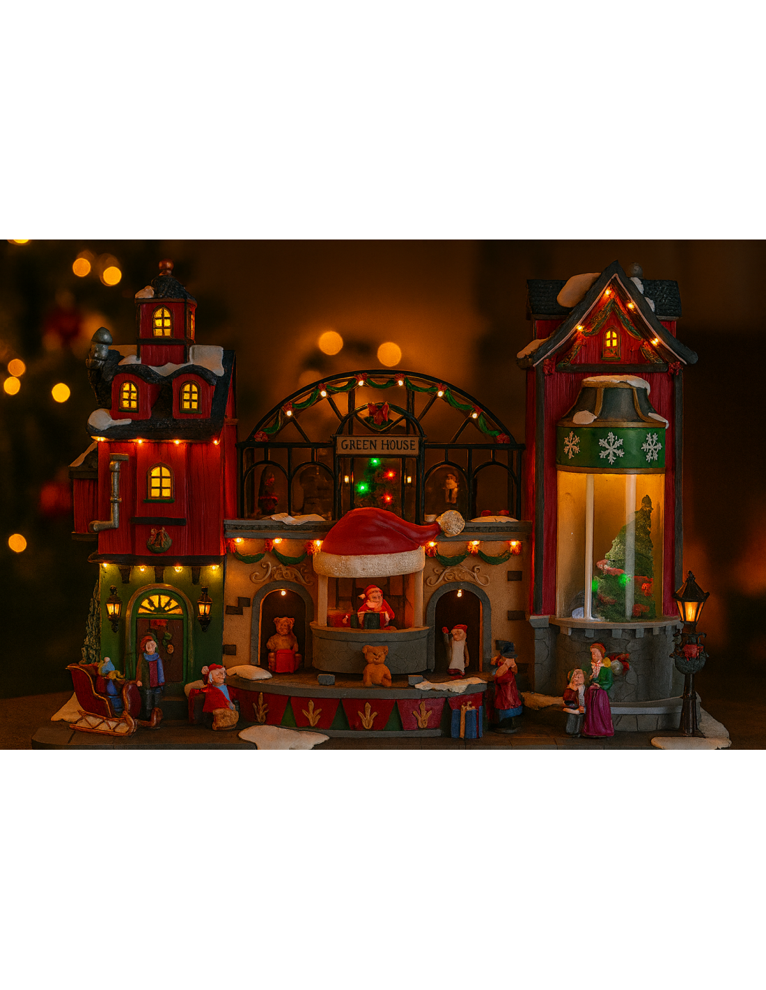 GIOSTRINE E VILLAGGI: vendita online Villaggio di Natale green house 48x27x39cm, dettagli eleganti, la magia di Natale per la...