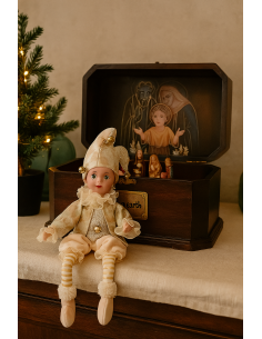 OGGETTISTICA NATALE: vendita online Giullare di Natale seduto verde oro 13x8x40,6cm, addobbo originale, la magia di Natale pe... 2