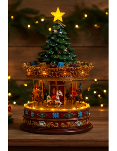 GIOSTRINE E VILLAGGI: vendita online Giostrina di Natale carosello con led 22x22x35cm, decorazione luminosa scenografica, la ...