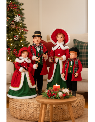 OGGETTISTICA NATALE: vendita online Famiglia cantori di Natale rosso verde, decorazione natalizia elegante, la magia di Natal...