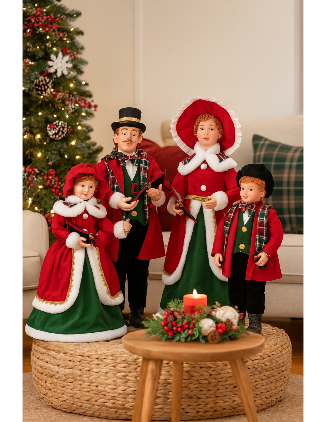 OGGETTISTICA NATALE: vendita online Famiglia cantori di Natale rosso verde, decorazione natalizia elegante, la magia di Natal...