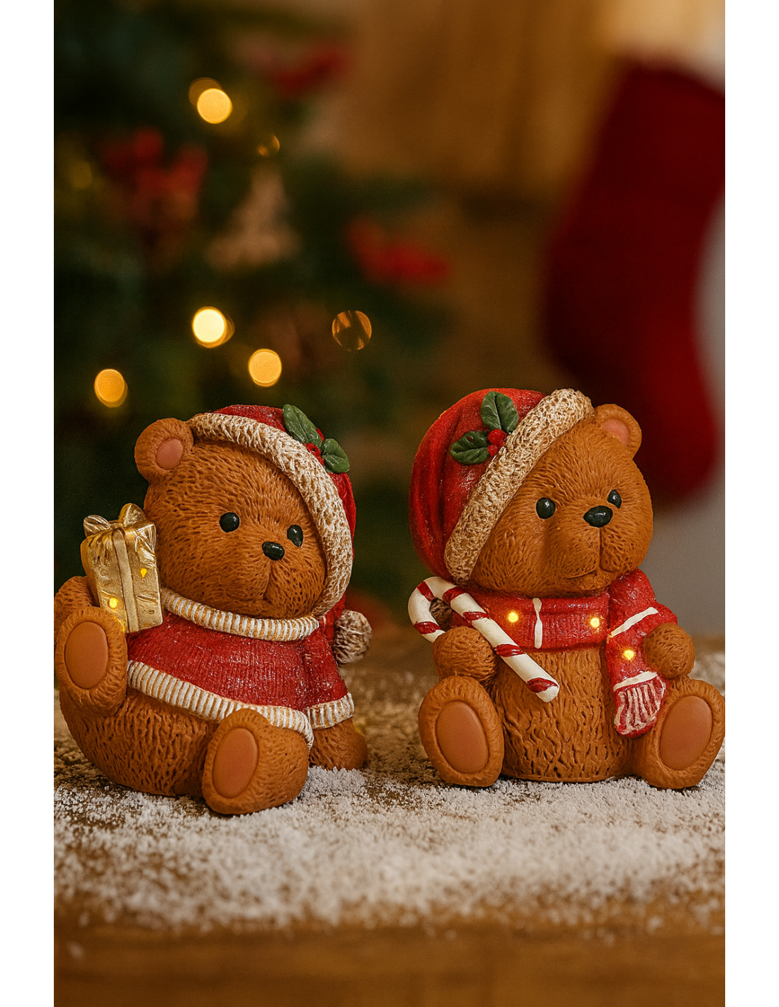 OGGETTISTICA NATALE: vendita online Orsetto di Natale seduto con led assortito, decorazione luminosa natalizia, la magia di N...