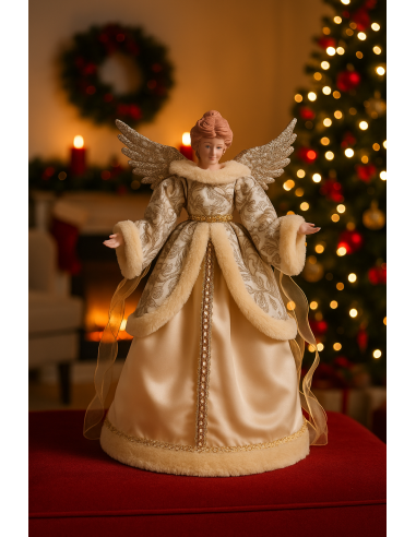 SFERE E PENDAGLI: vendita online Puntale di Natale angelo oro 35x15x42h, decorazione elegante per albero, la magia di Natale ...