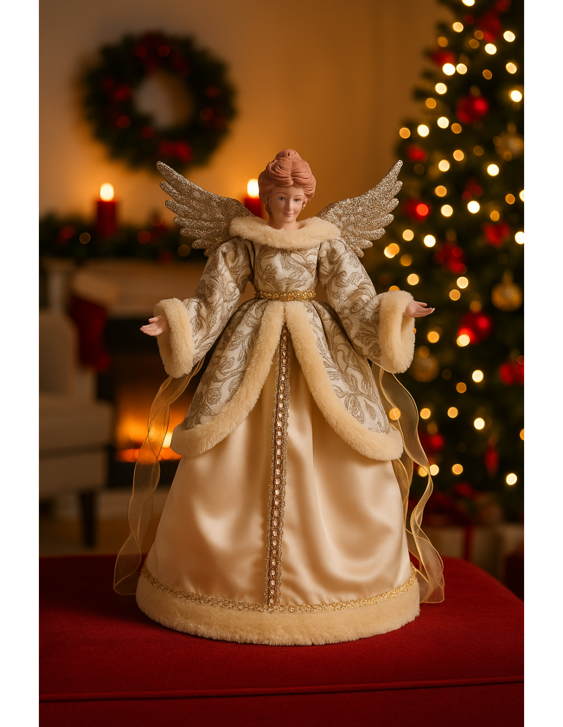 SFERE E PENDAGLI: vendita online Puntale di Natale angelo oro 35x15x42h, decorazione elegante per albero, la magia di Natale ...