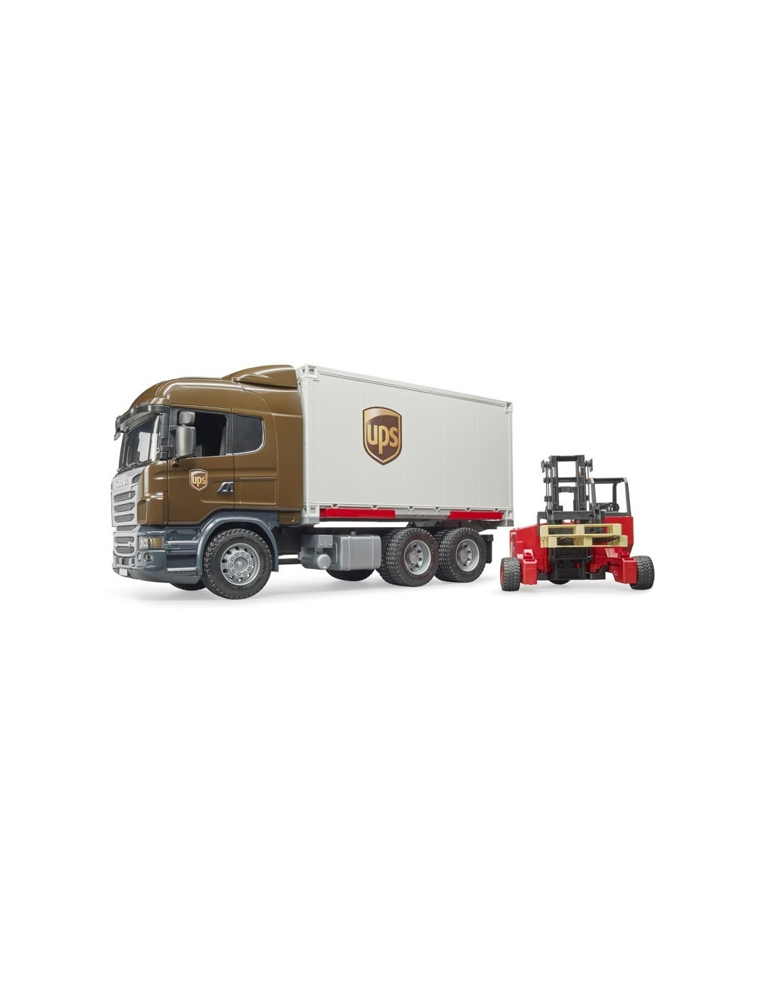 SCANIA CAMION UPS CON MULETTO E ACCESSORI 03582 BRUDER SPIELWAREN s...