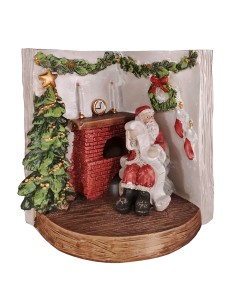STATUA RESINA LIBRO BABBO NATALE ROSSO CON LED 11X9X10CM