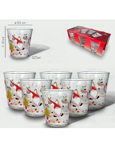 SET 6 BICCHIERI 956826 VETRO 30CL DEC.NATALIZIO
