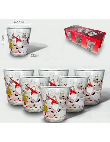 SET 6 BICCHIERI 956826 VETRO 30CL DEC.NATALIZIO