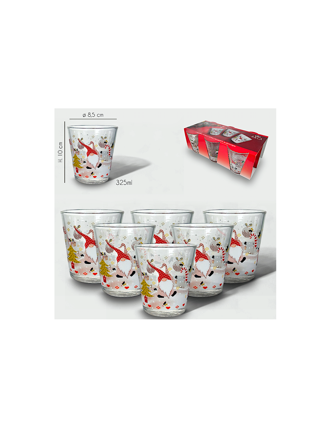 SET 6 BICCHIERI 956826 VETRO 30CL DEC.NATALIZIO