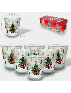 SET 6 BICCHIERI 956829 VETRO 30CL DEC.NATALIZIO