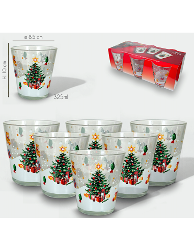 SET 6 BICCHIERI 956829 VETRO 30CL DEC.NATALIZIO