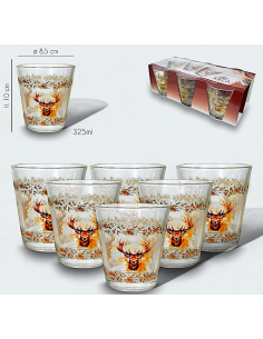 SET 6 BICCHIERI 956830 VETRO 30CL DEC.NATALIZIO