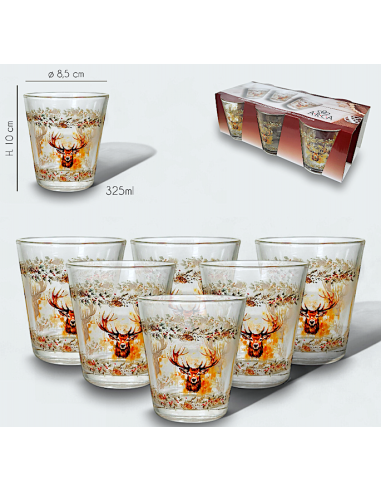 SET 6 BICCHIERI 956830 VETRO 30CL DEC.NATALIZIO