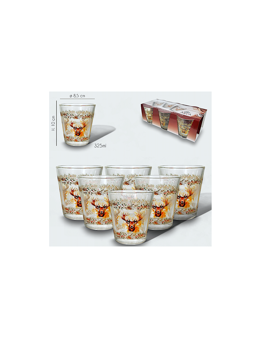 SET 6 BICCHIERI 956830 VETRO 30CL DEC.NATALIZIO