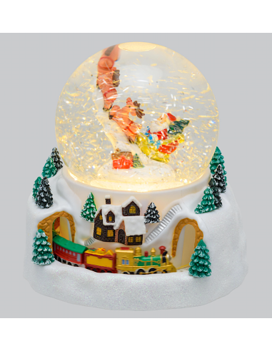 SFERA NATALIZIA 74385 VILLAGGIO GLITTER LED 18,5CM MUSICA E MOVIMENTO