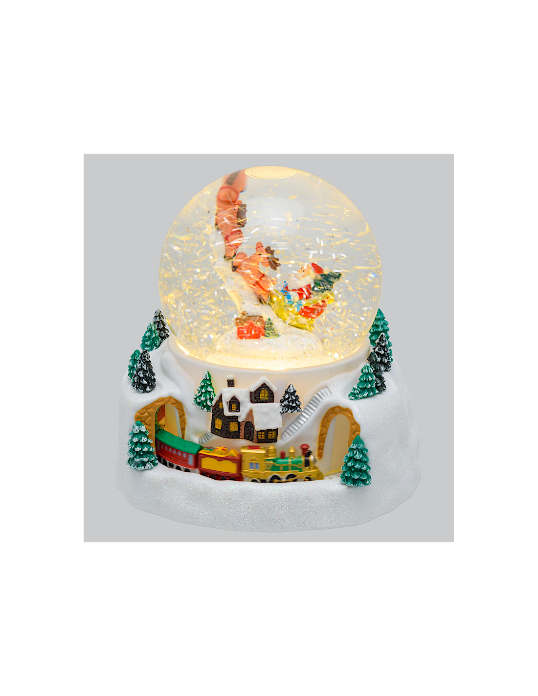 SFERA NATALIZIA 74385 VILLAGGIO GLITTER LED 18,5CM MUSICA E MOVIMENTO