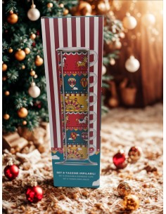 PORCELLANE: vendita online Set 6 tazze caffè impilabili Mongolfiera Natale Bialetti linea Winter Wonderland in offerta